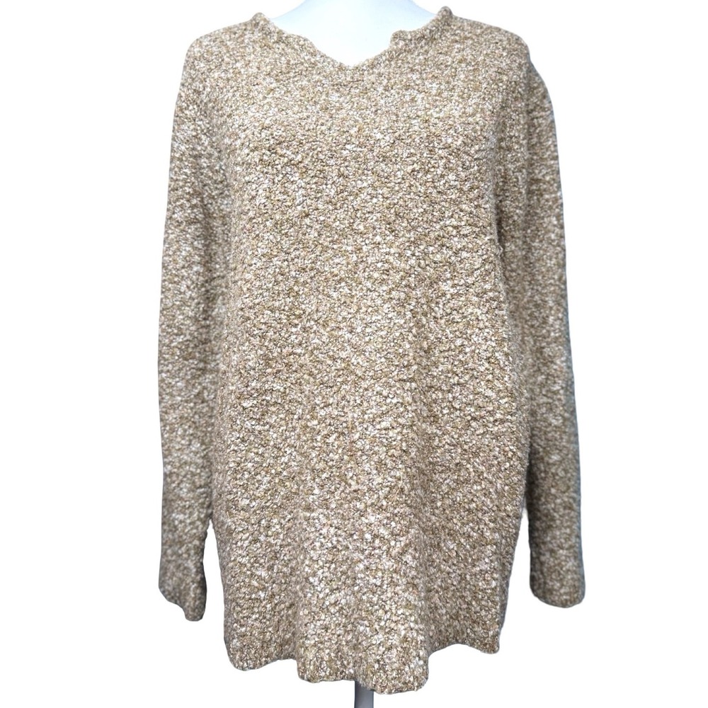 Vintage Popcorn‎ Boucle Knit Sweater Womens 18 20W Oversized Beige Cozy